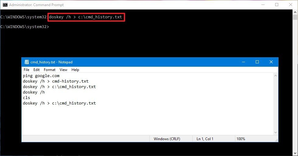 history commands cmd windows