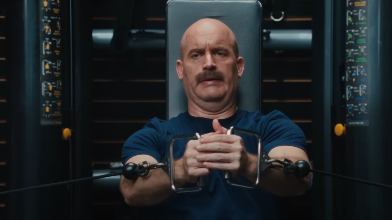 Tom Segura working out in a Bad Thoughts sketch