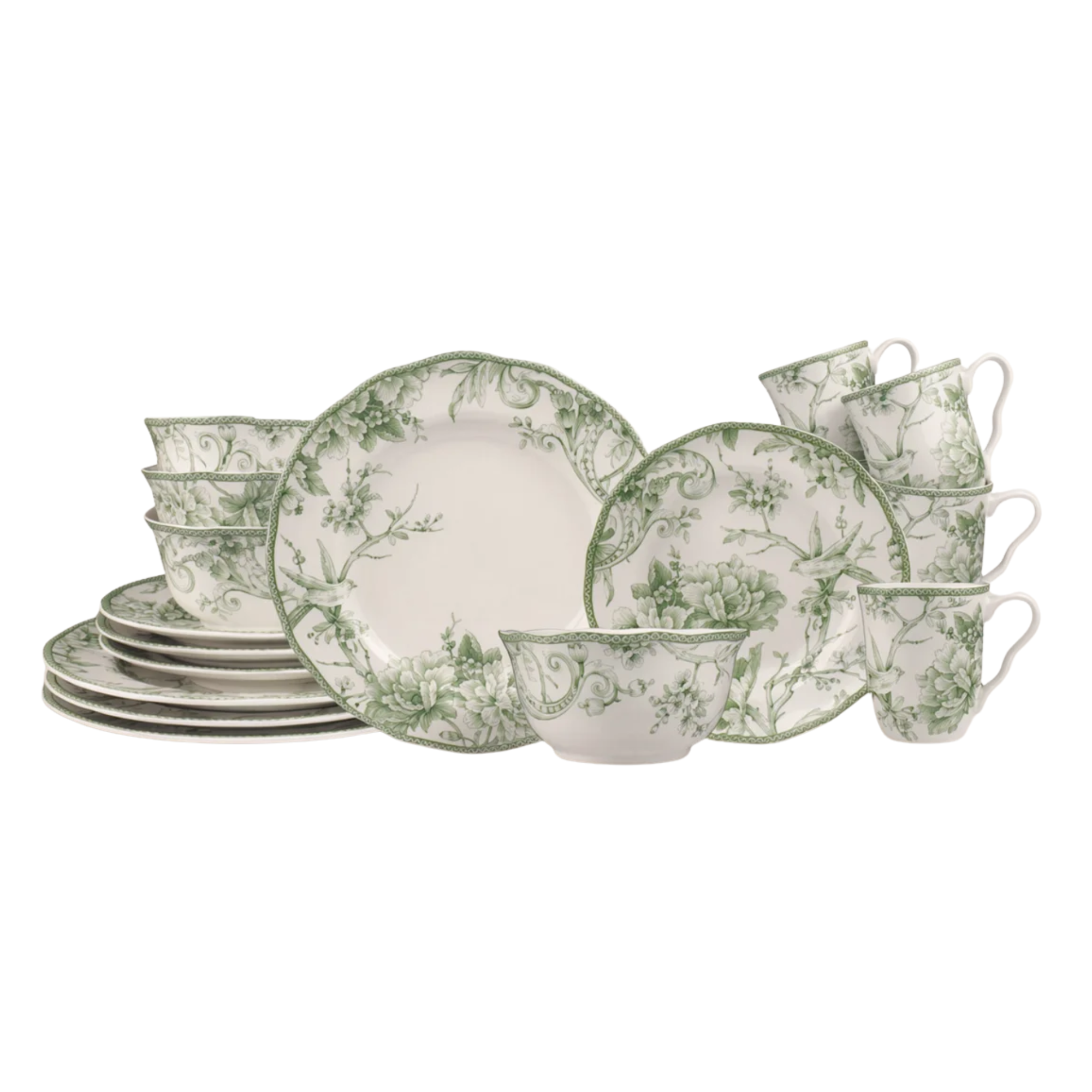 a green dinnerware set