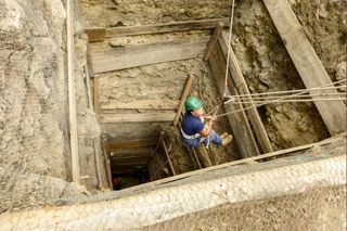 Dog bones were found at the lowest levels of two pits, each within a pyramid at Ceibal in Guatemala.