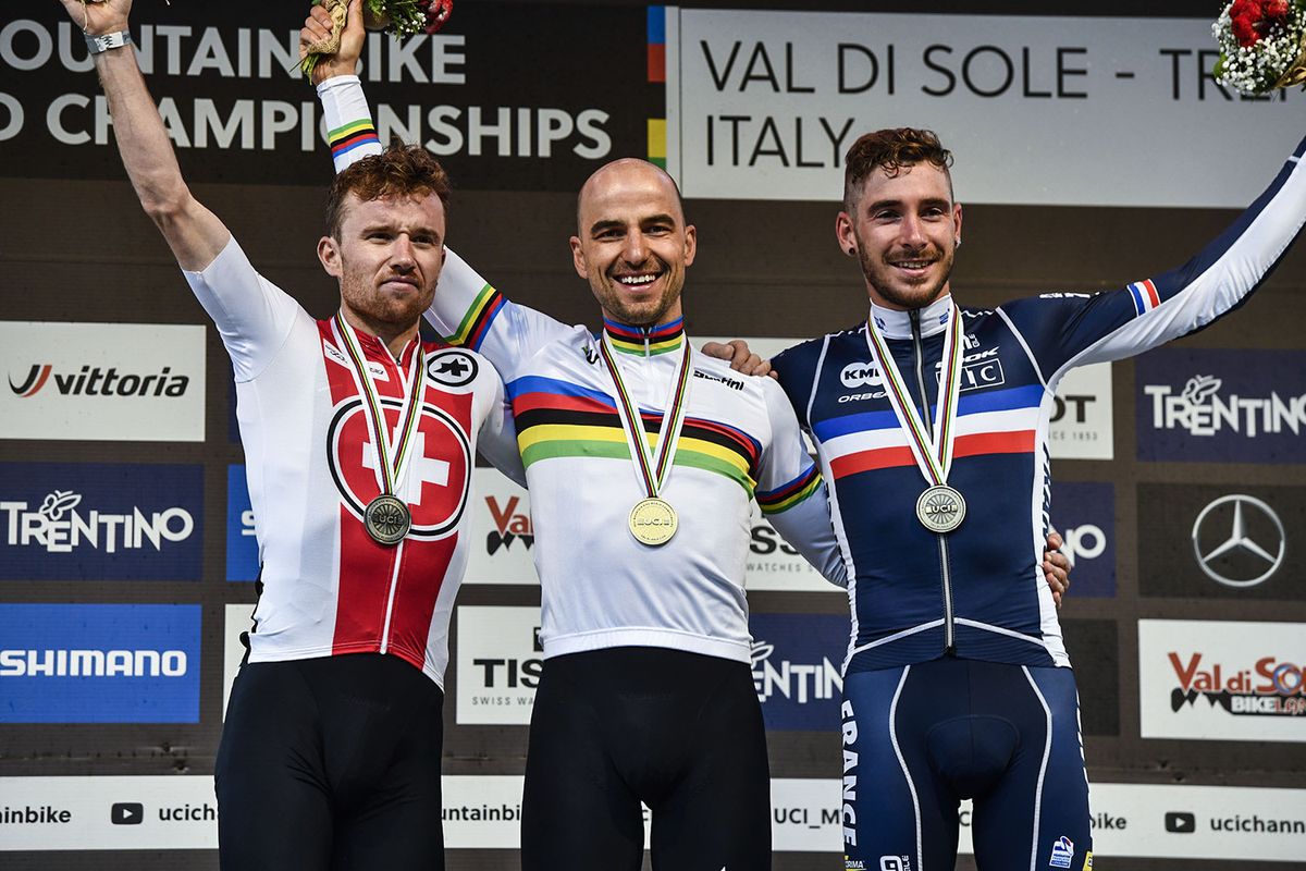 L to r: Mathias Flueckiger, Nino Schurter, Victor Koretzky