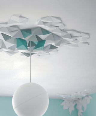 Alternative ceiling rose with geo ceiling tiles