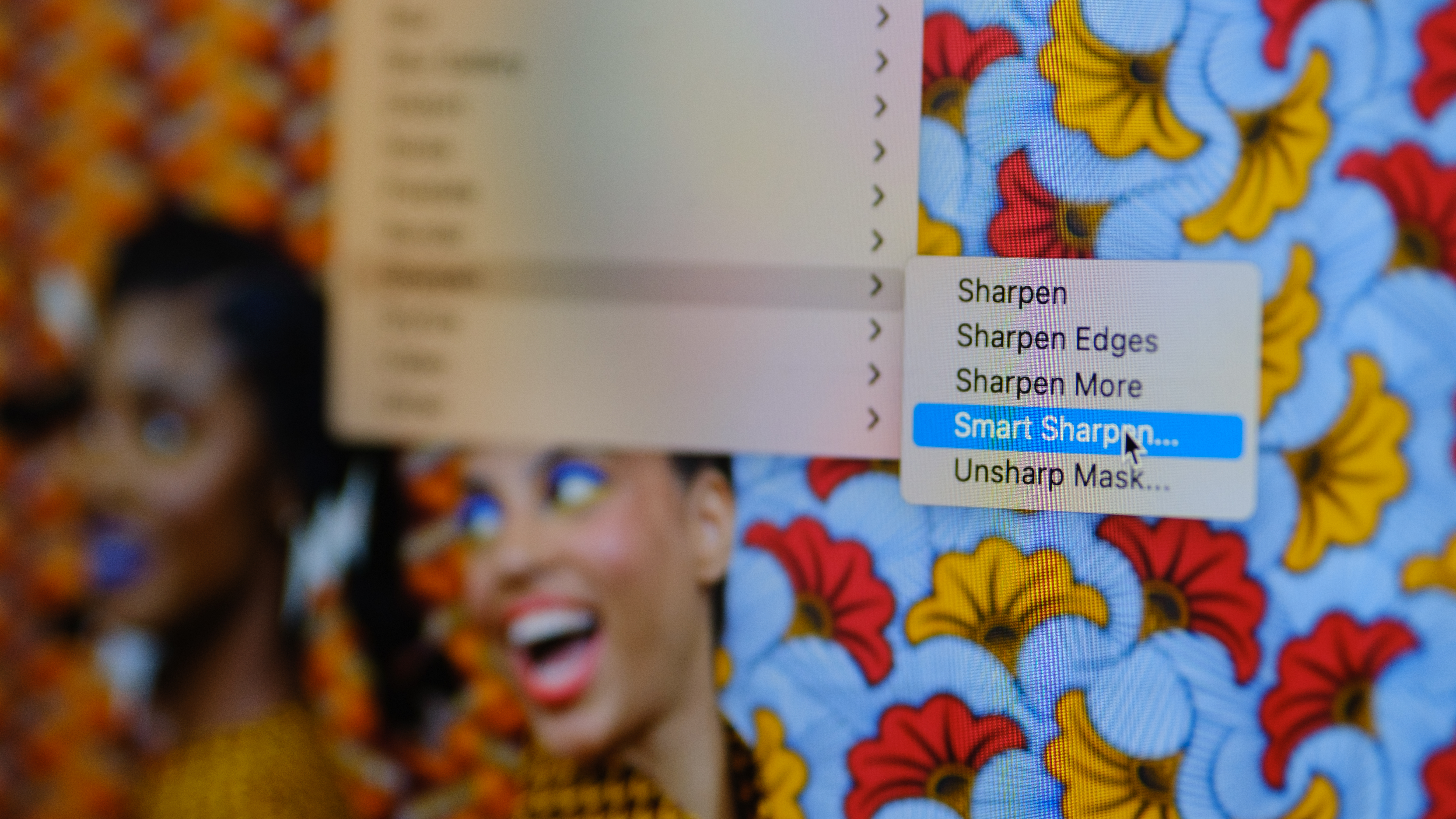 A photo of Smart Sharpen inside Photoshop