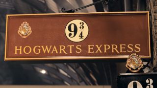 A sign for Platform 9 and 3/4 in Harry Potter and the Sorcerer's Stone