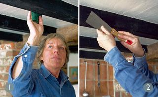 How to lighten oak beams: steps 1 and 2