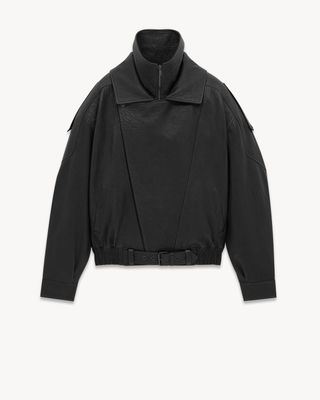 Women's Bomber Jacket in Lambskin in Black