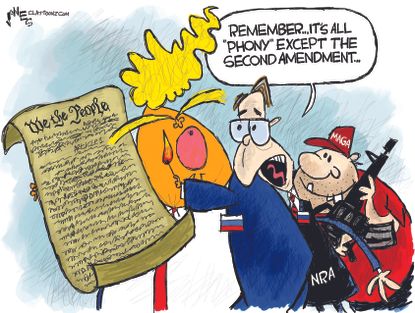 Political Cartoon U.S. Trump NRA Phony Constitution