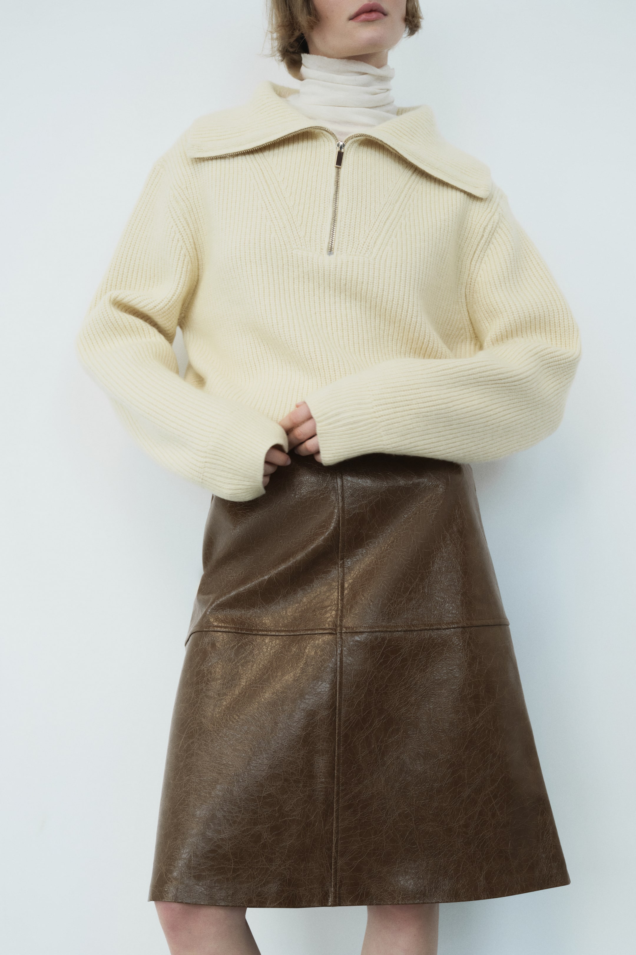 Coated Skirt - Dark Taupe