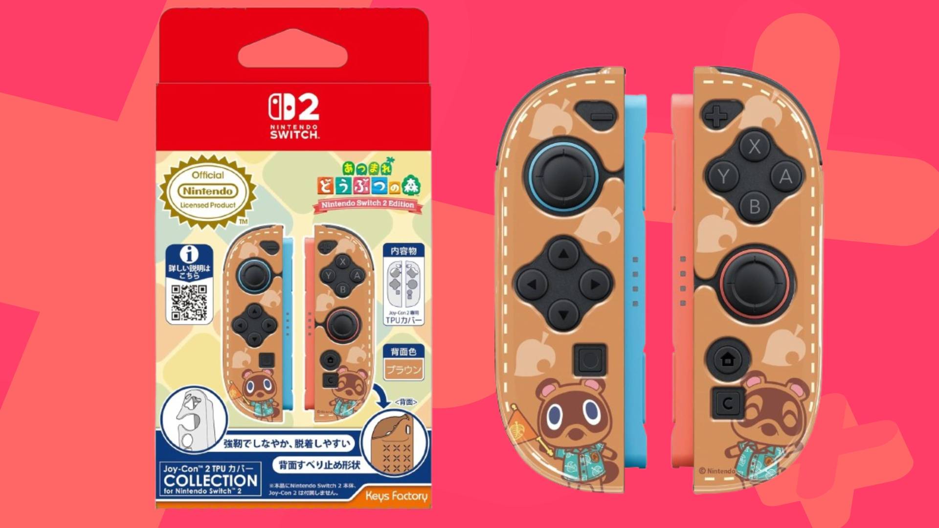 Image of the Keys Factory Animal Crossing Joy-Con covers on a pink GamesRadar+ background.