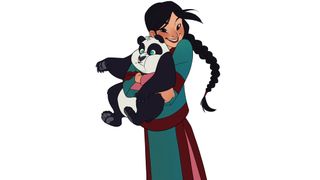 Girl with panda in colour