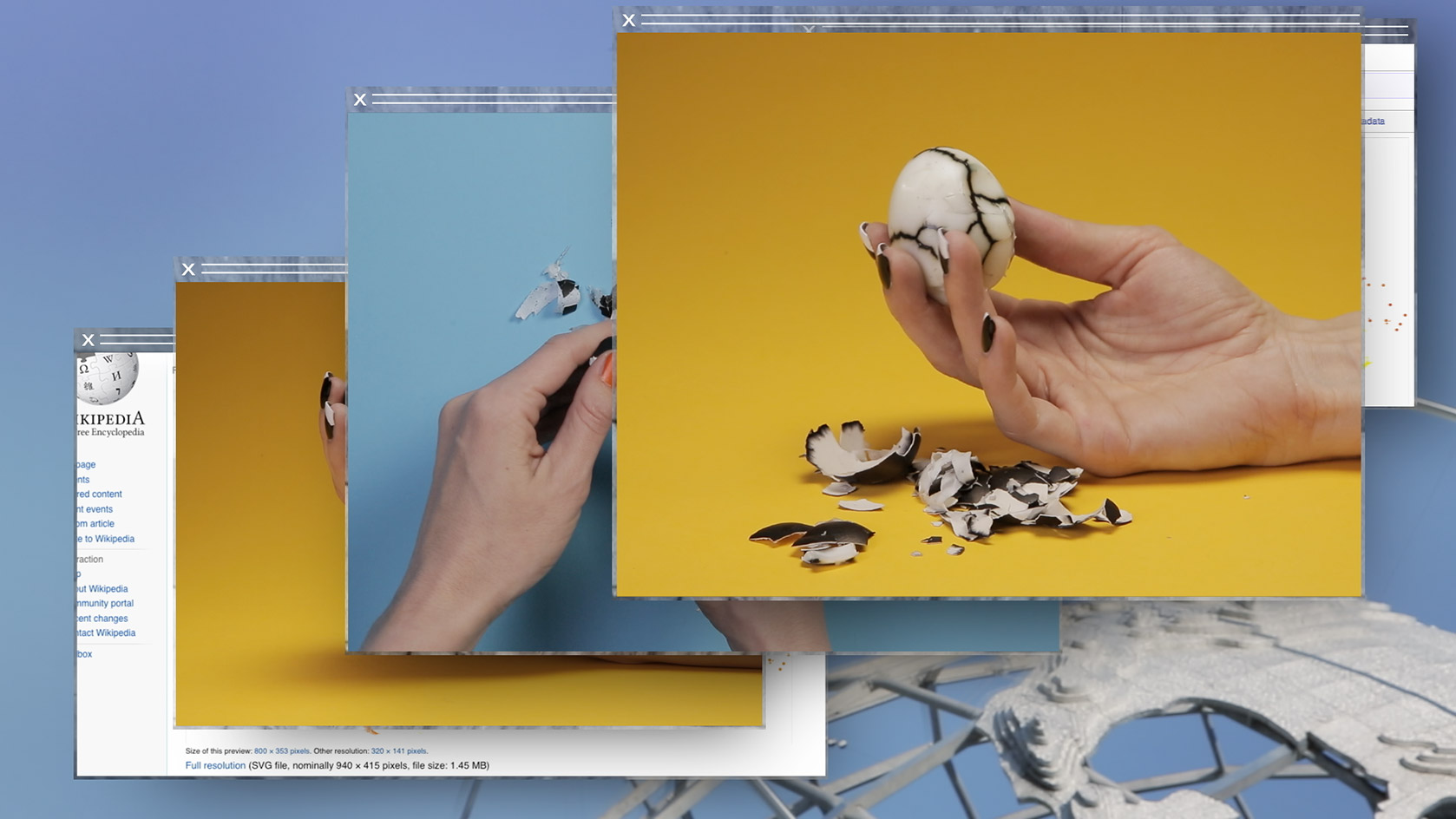 Image of multiple open windows of a computer screen
