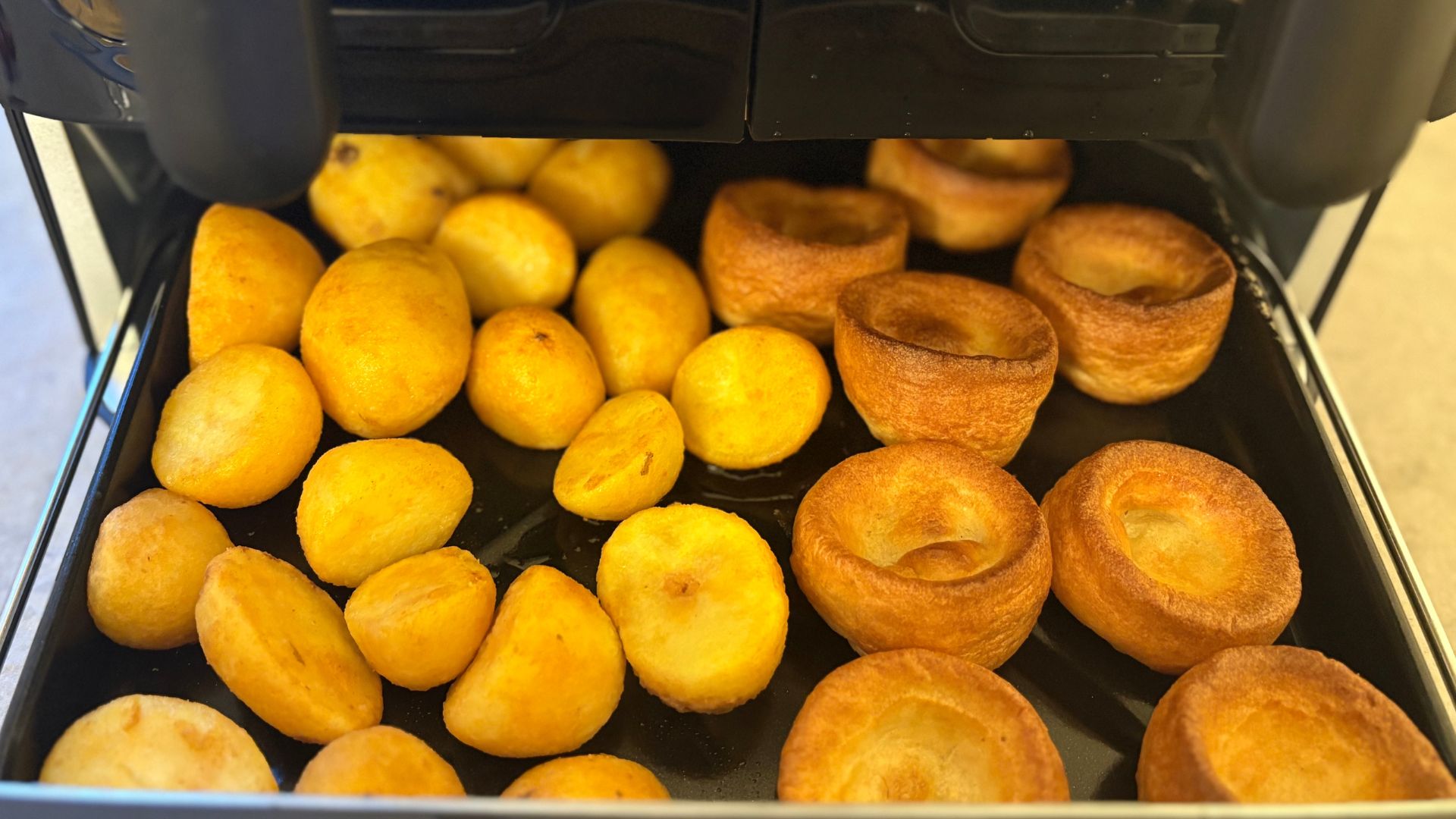 Roast dinner being made in the Cuisinart Air Fryer