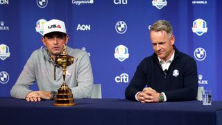 Keegan Bradley and Luke Donald talk to the media to discuss their plans for the Ryder Cup at Bethpage Black