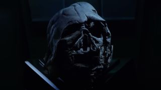 Darth Vader's charred helmet in Star Wars: The Force Awakens