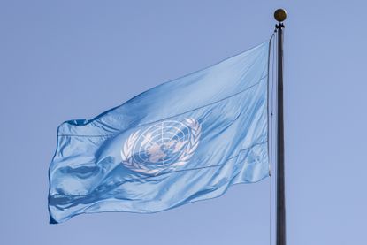 A flag outside United Nations headquarters in New York City