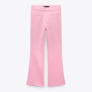 flat lay of pink Zara Mini Flare Trousers