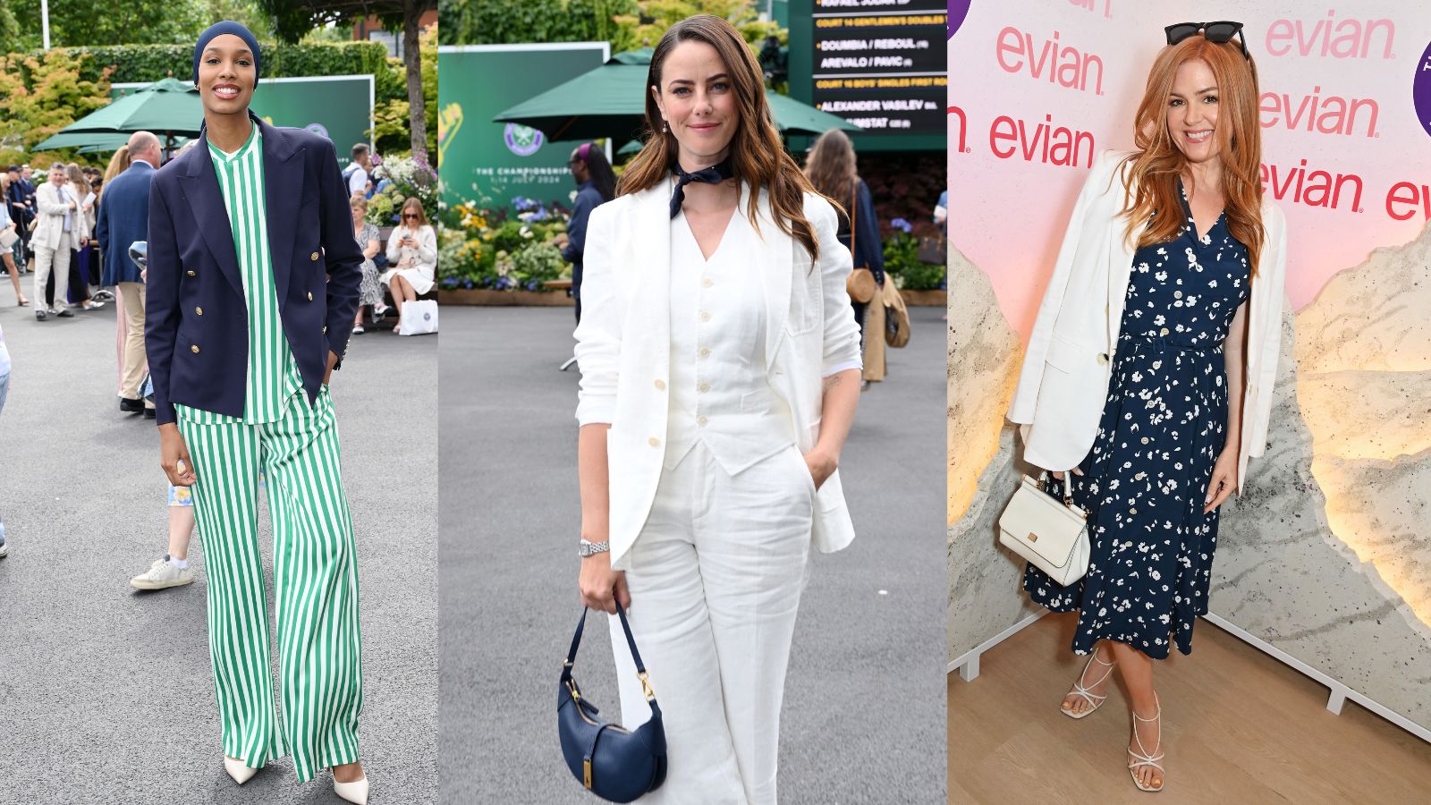 Ikram Abdi Omar, Kaya Scodelario, Isla Fisher wearing blazers to Wimbledon