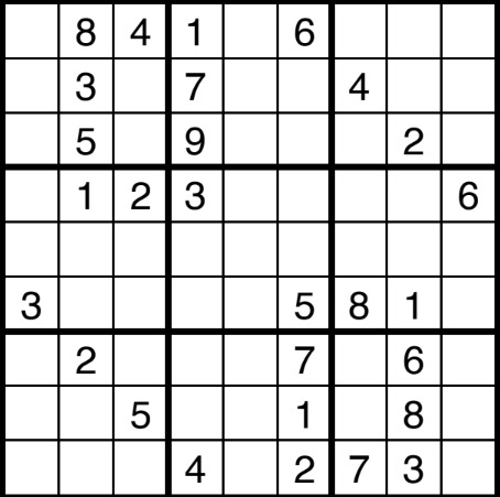 An unsolved sudoku.