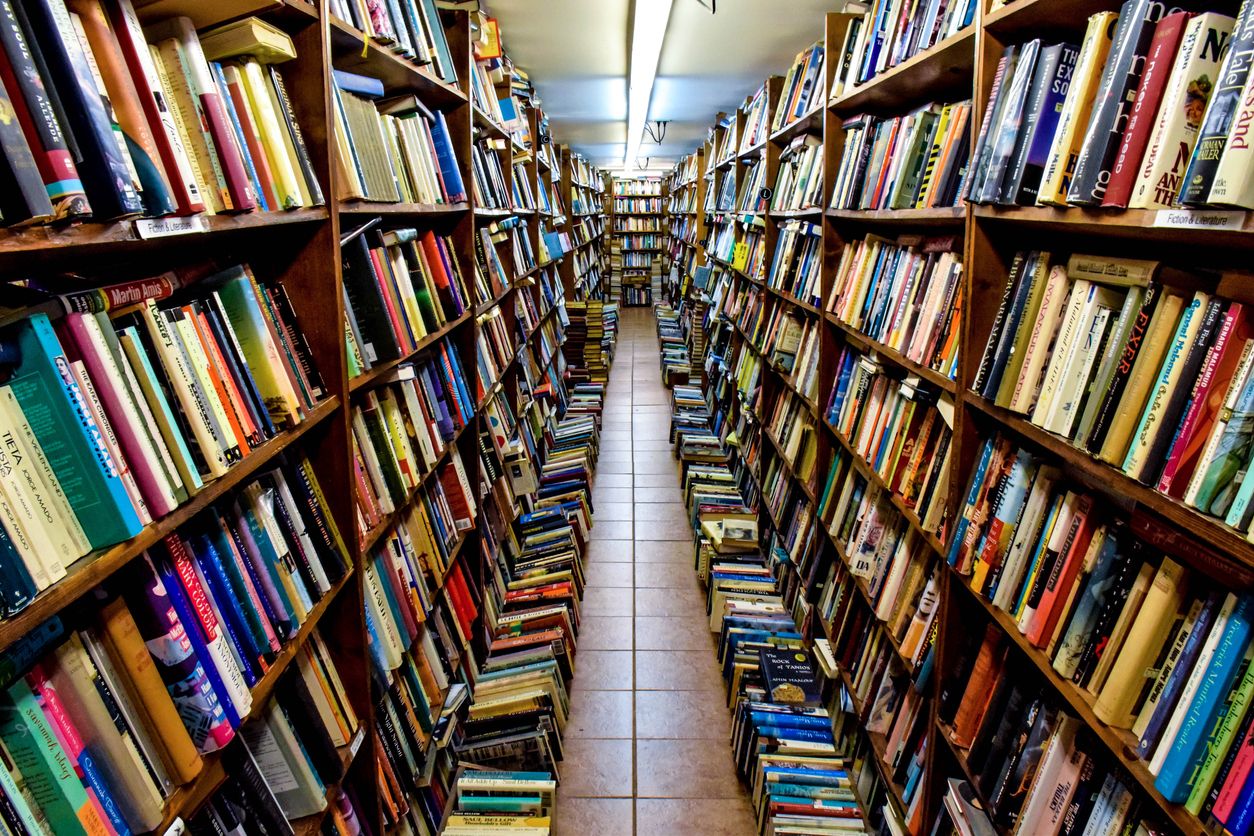 The inside of a bookstore.