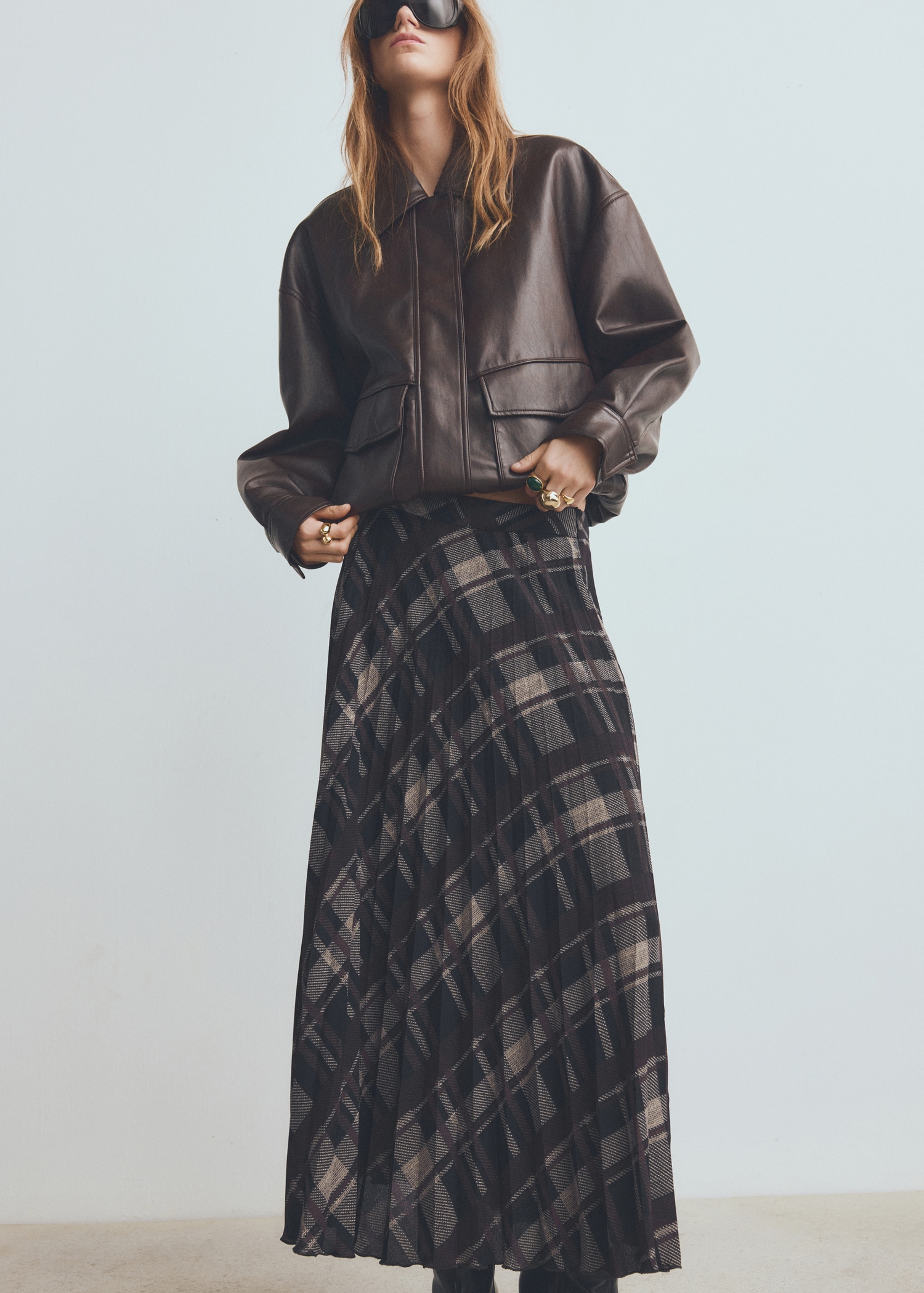 Checked Long Skirt - Women | Mango Usa
