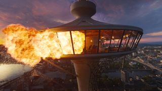 The Skyview tower on fire in Final Destination: Bloodlines