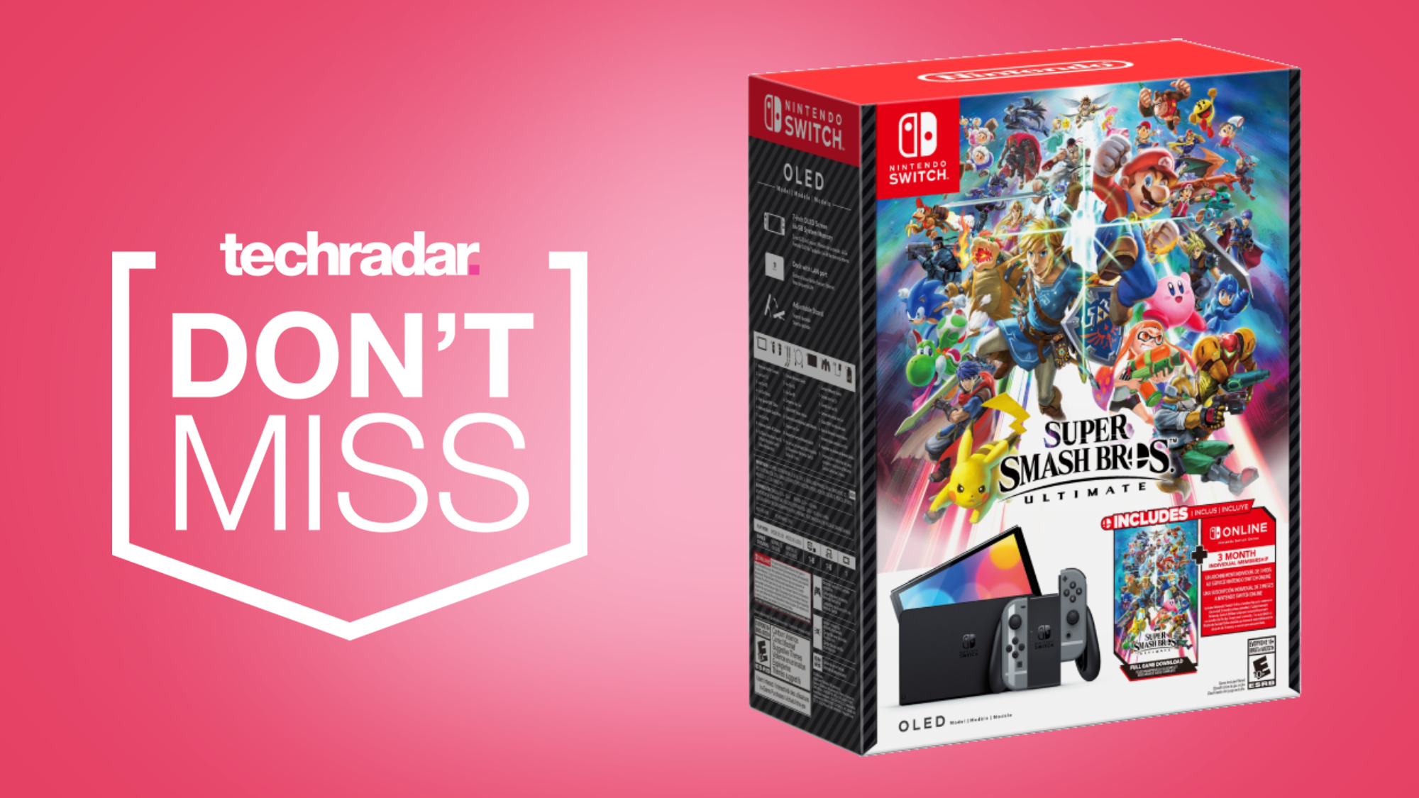 Nintendo Switch OLED Model Bundle: Super Smash Bros. Ultimate with 3-Month  Online Membership