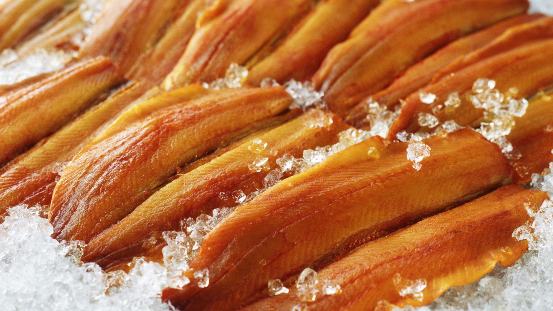 Smoked kippers on a frozen bed of ice