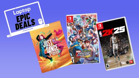 Just Dance 2025, Marvel vs Capcom Fighting Collections, NBA 2K25 game cover art.