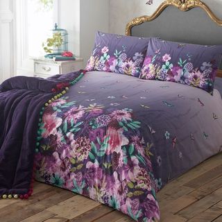 Matthew Williamson Designer Purple Butterfly Garden Bedding Set