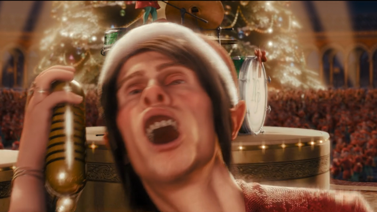 El elfo de Steven Tyler canta en el Polo Norte en The Polar Express.