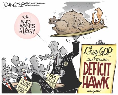 Political cartoon U.S. GOP tax cuts wealthy Trump
