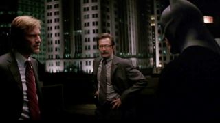 Aaron Eckhart, Gary Oldman, and Christian Bale in The Dark Knight