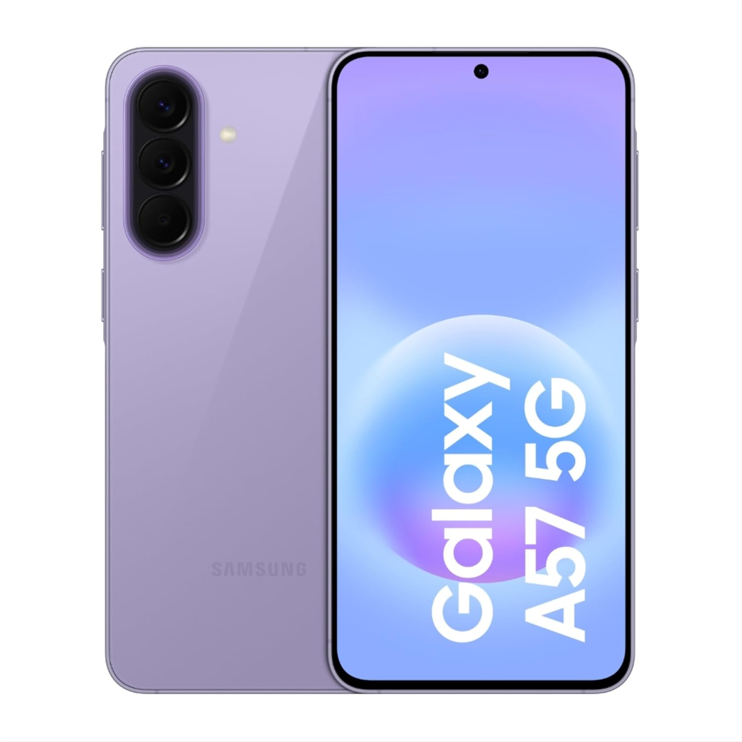 Galaxy A57 in lilac back and screen