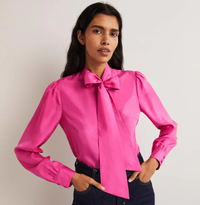 Silk Tie Neck Blouse in Wild Watermelon Pink, £140 |Boden