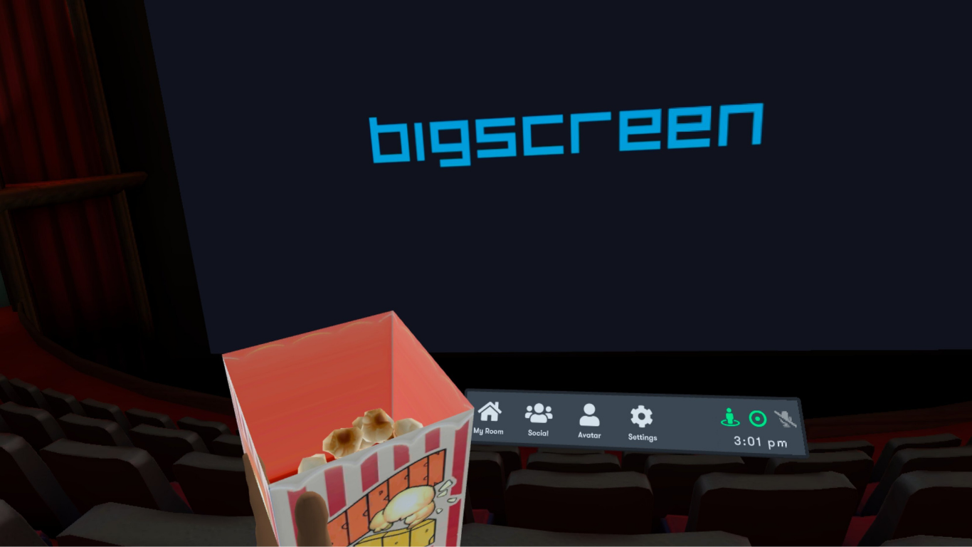 The bigscreen beta app running on a Meta Quest 2