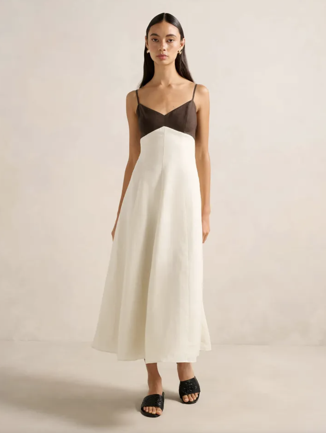 Ada Contrast Linen Midi Dress