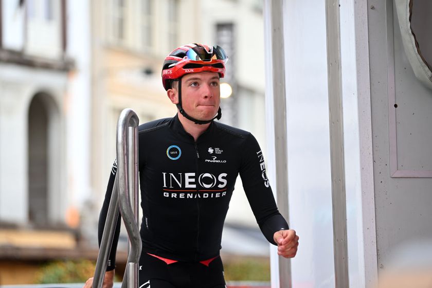 KORTRIJK, BELGIUM - FEBRUARY 25: Leo Hayter of Great Britain and Team INEOS Grenadiers prior to the 76th Kuurne - Bruxelles - Kuurne 2024 a 196.4km one day race from Kortrijk to Kuurne on February 25, 2024 in Kuurne, Belgium. (Photo by Luc Claessen/Getty Images)