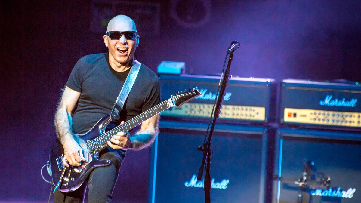 The G3 guitar concert tour has reached Oslo Konserthus. Here guitarist Joe Satriani is seen live on stage.