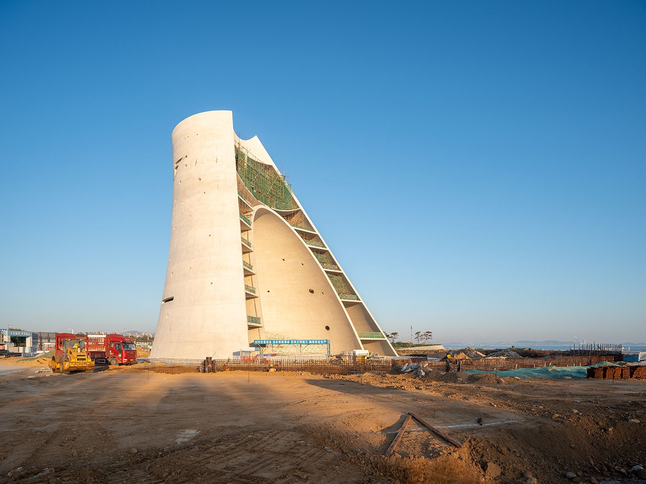 construction at Open Architecture&#039;s Sun Tower showing the concrete shell