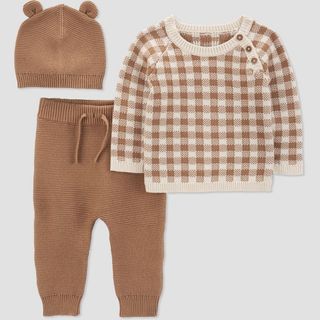 Carter's Just One You® Baby Boys' Checkered Top & Bottom Set - Cream/brown