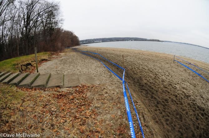 Riders had to deal with a long section of beach along the ocean.
