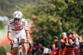 Picture by Zac Williams/SWpix.com - 27/04/2025 - Cycling - 2025 Liege-Bastogne-Liege, Belgium - Tadej Pogacar, UAE Team XRG, attacks on La Redoute.