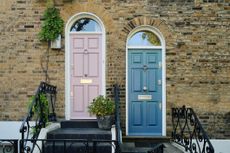 A snapshot of two doors side by side in London