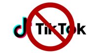 The TikTok logo with a slash through it, denoting a TikTok ban