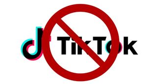 The TikTok logo with a slash through it, denoting a TikTok ban