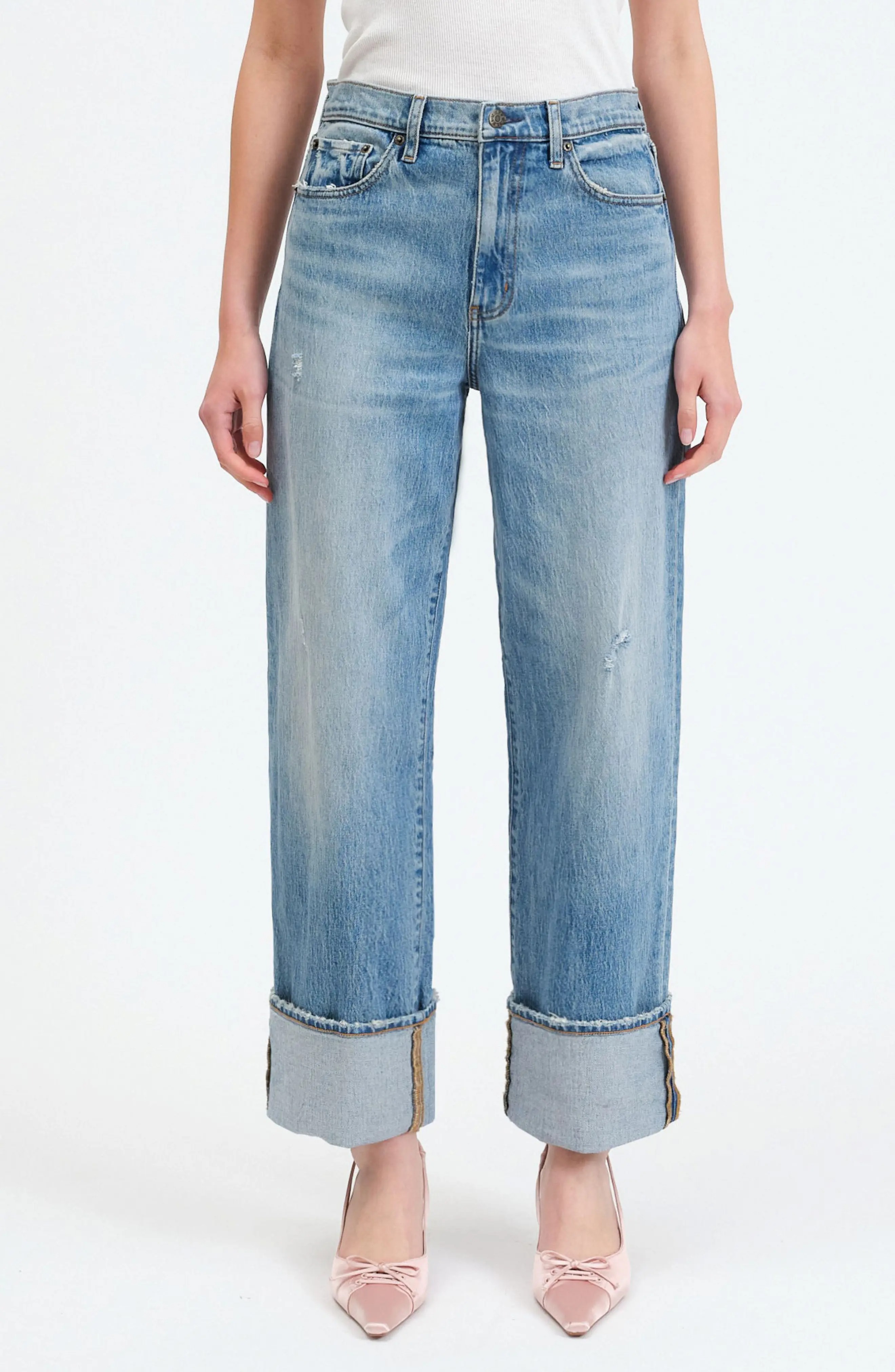 DAZE, Eastside High Waist Cuff Crop Straight Leg Jeans