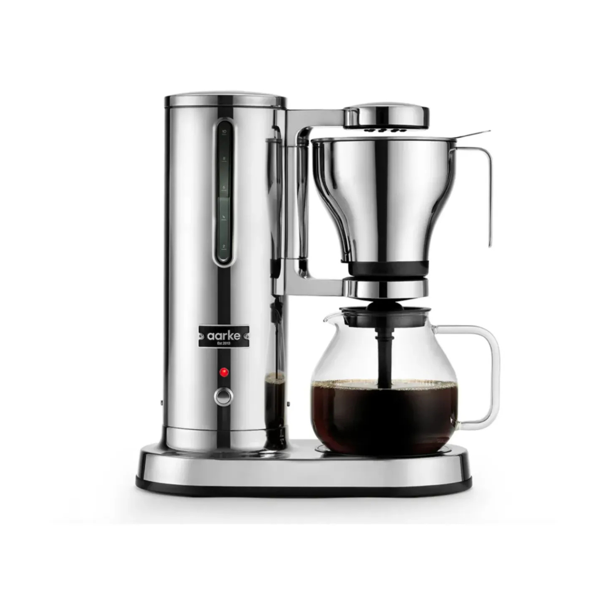 Aarke drip coffee maker on a white background