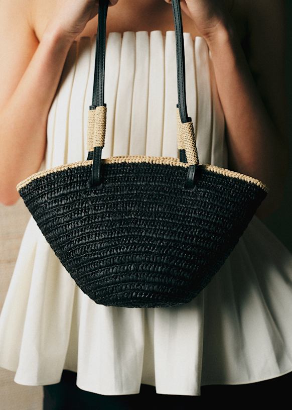 Mini Maia Basket - Black Raffia - Raffia - S&amp;eacute;zane