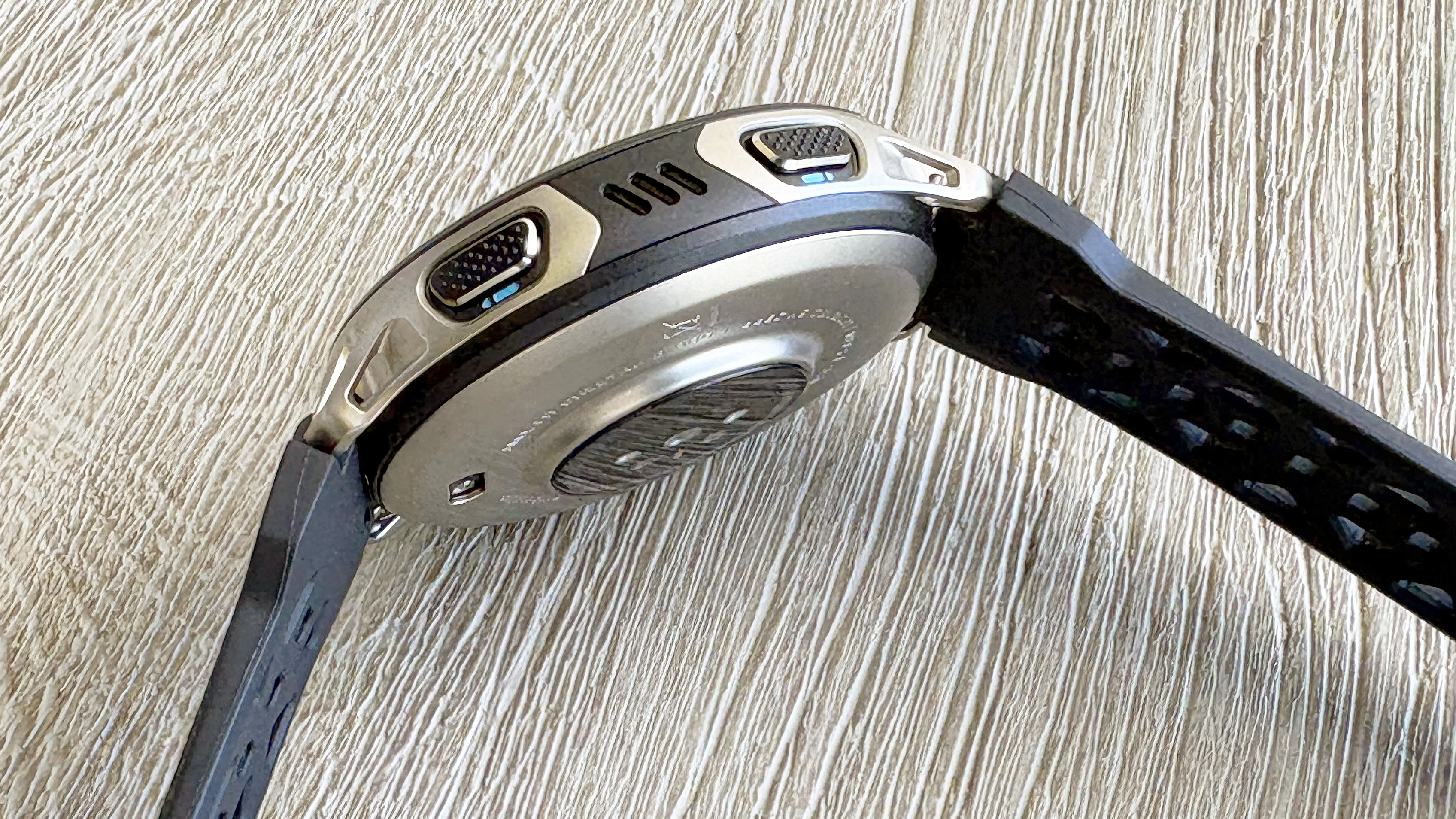 Close-up of the side of the Amazfit Cheetah 2 Pro