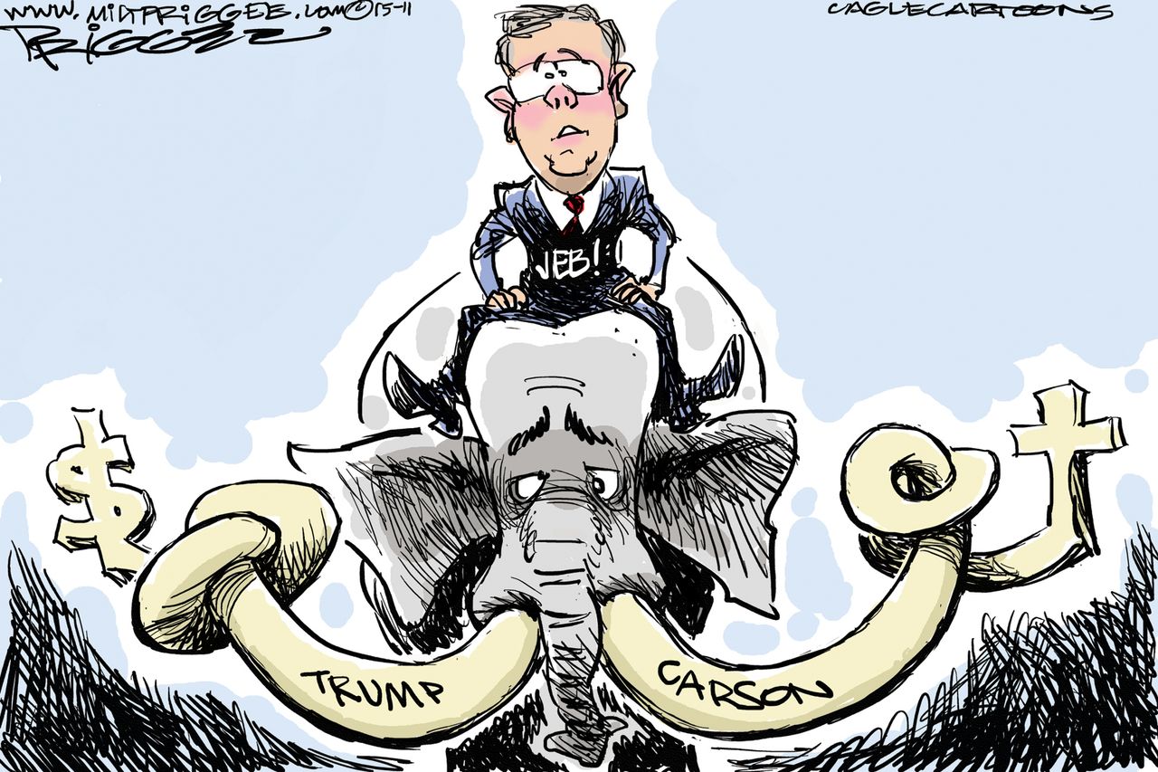 Political cartoon U.S. Jeb Bush Trump Carson